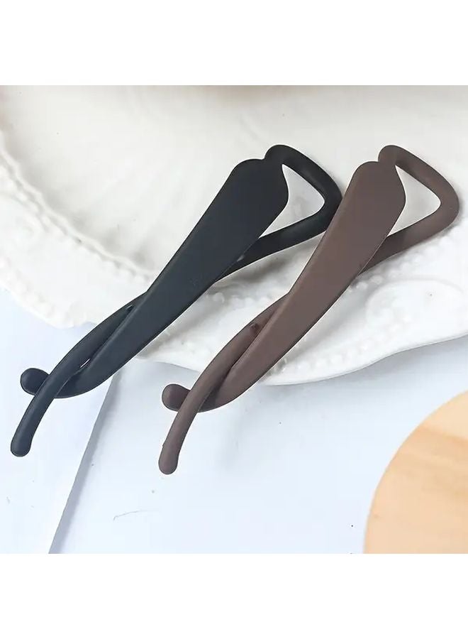 Black French Hair Clips 2pcs Minimalist Barrettes For Women Updos Ponytails - Image 5